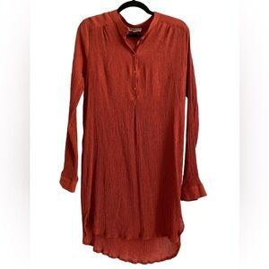 Desray South Africa Rayon Poly Popover Shirt Dress in Rust - Size 38 (US Large)